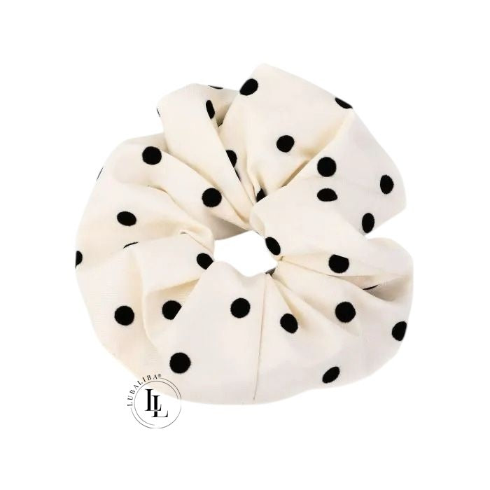 XXL Scrunchie – White mit schwarzen Punkten
